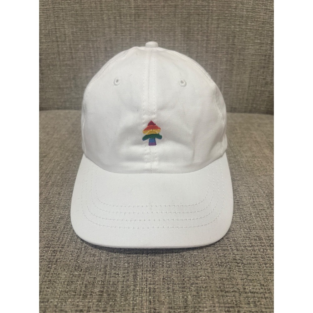 Huckberry White Rainbow Tree Logo Hat Love Is Love Leather Strap Baseball Cap